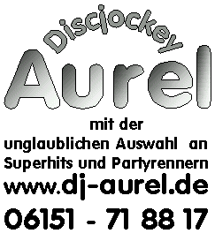 DJ Aurel Logo mit mit der unglaublichen Auswahl an Superhits und Partyrennern